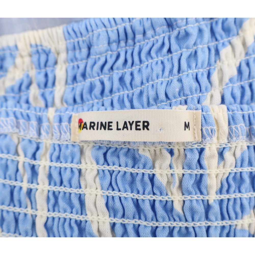 Marine Layer Sz M Selene Maxi Smocked Dress Blue Azul Mosaic Resortwear Cruise - Picture 5 of 9